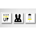 Set 3 Cuadros Conejito Frase Art Minimalista Dormitorio Niño Marco Blanco