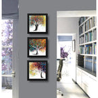 Set 3 Cuadros Árboles Coloridos Árbol Botanico Decoracion