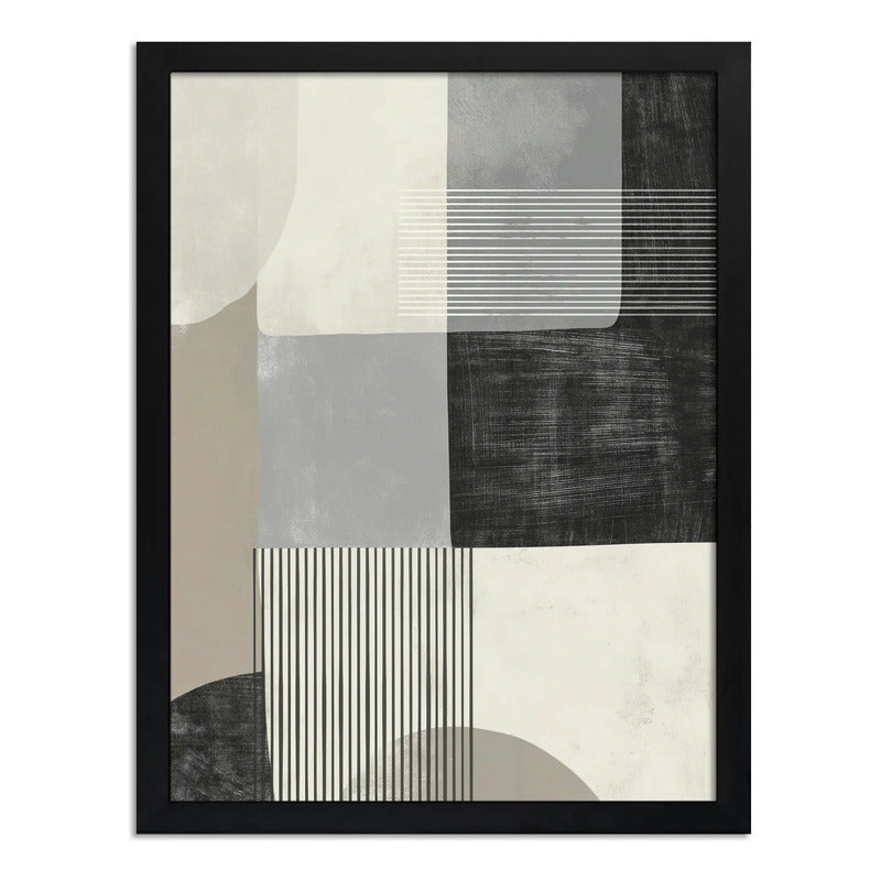Cuadro Dormitorio Living Boho Arte Abstracto Calma Urbana Marco Negro