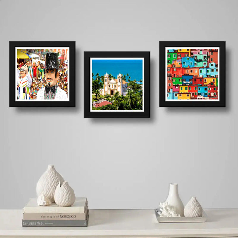 Set 3 Cuadros Olinda Pernambuco Recife Brasil Carnaval Arte