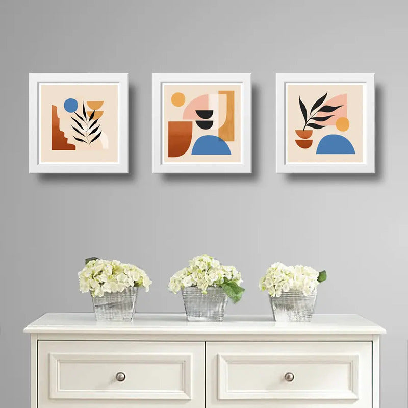 Set 3 Cuadros Boho Chic Hojas Flor Arte Decoracion