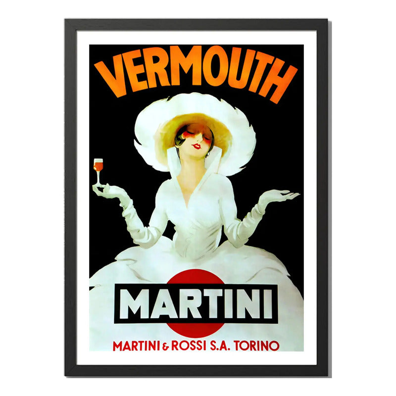 Cuadro Vermut Martini Vermouth Licor Retro Cocina Decoracion Marco Negro