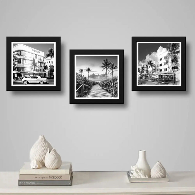 Set 3 Cuadros Miami Beach Florida Playas Paisajes Decoracion