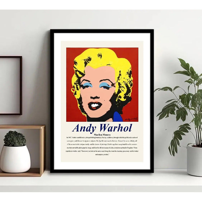 Cuadro Andy Warhol Pop Art Monroe Mariposa Flores Decoracion Andy Warhol Marilyn Monroe Marco Negro