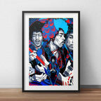 Cuadro Jimi Hendrix Psicodélico Rock Decoracion Con Paspartú Marco Negro
