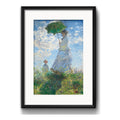 Cuadro Claude Monet Mujer Con Sombrilla Con Paspartú 53x43cm Marco Negro