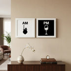 Set 2 Cuadros Am Pm Mate Vino Cocina Living Decoracion