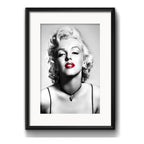 Cuadro Marilyn Monroe Retro Blanco Y Negro Con Paspartu Marco Negro