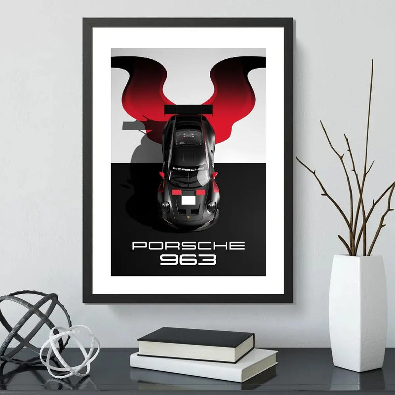 Cuadro Porsche 963 Auto Carrera Modelo Marca Arte Decoracion Marco Negro
