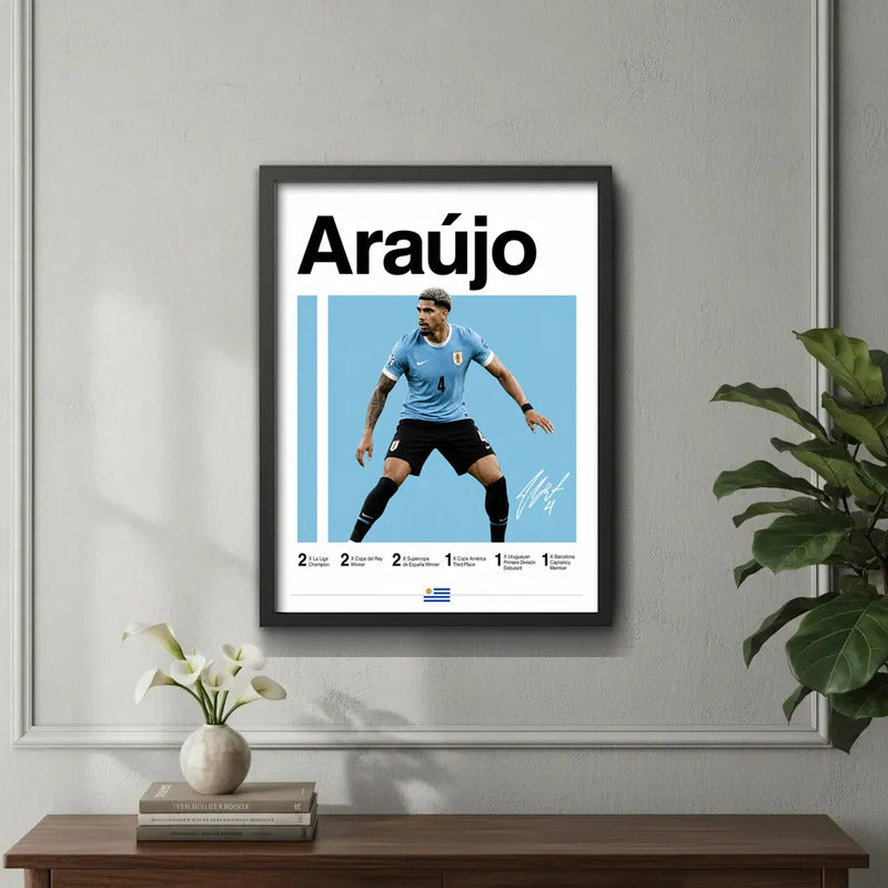 Cuadro Araújo Jugador Fútbol Logros Signature Club Deportes Marco Negro