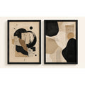 Set 2 Cuadros Boho Arte Abstracto Beige Crema Decora Living Marco Negro