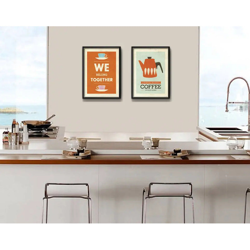 Set 2 Cuadros Café Escandinavo Pop Art Frases Cafeteria Bar