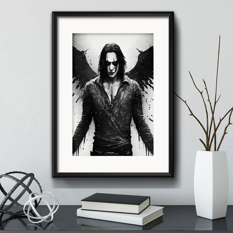 Cuadro El Cuervo The Crow Pelicula Brandon Lee Con Paspartú Marco Negro