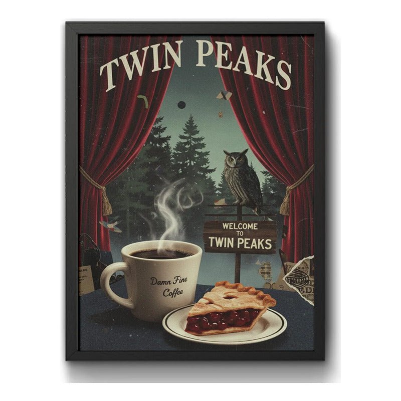 Cuadro Twin Peaks Serie Tv Elementos Iconicos Arte Retro Marco Negro
