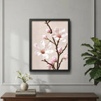 Cuadro Dormitorio Living Flores Rosa De Primavera Magnolia 3 Marco Negro