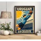 Cuadro La Celeste Seleccion Uruguay Fútbol Retro Deporte Marco Negro