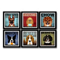 Set 6 Cuadros Perro Cafe Cupcake Ovejero Beagle Collie Chow
