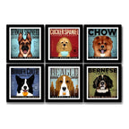 Set 6 Cuadros Perro Cafe Cupcake Ovejero Beagle Collie Chow