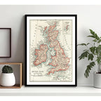 Cuadro Mapas Del Mundo Mapamundi Cartografia Vintage Arte Mapa Histórico Islas Británicas 1900 Con Marco Negro