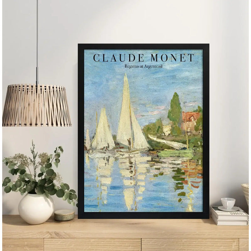 Cuadro Claude Monet Regatas En Argenteuil Nautico Decoracion Marco Negro