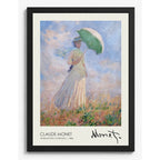 Cuadro Monet Mujer Con Sombrilla Mirando Hacia La Derecha Marco Negro