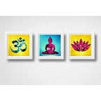 Set 3 Cuadros Buda Pop Art Zen Lotus Om Yoga Meditacion