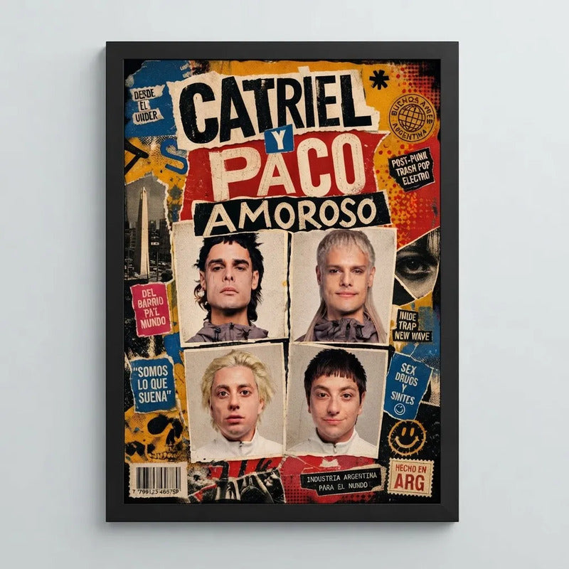 Cuadro Ca7riel & Paco Amoroso Arte Trap Pop Hip Hop Musica Marco Negro