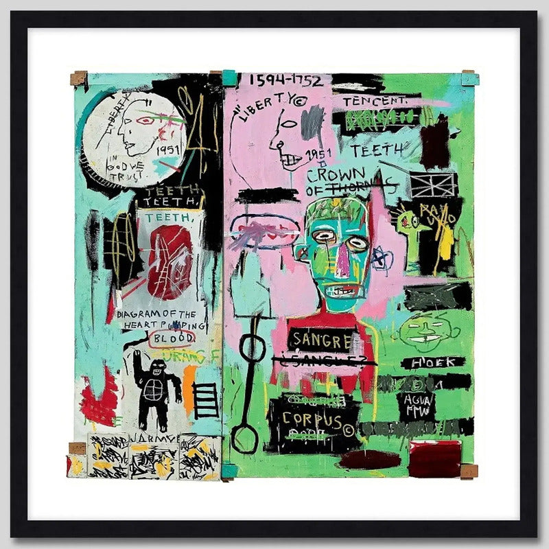 Cuadro Basquiat Arte Urbano Obras Decoracion Moderna 33x33cm Jean Michel Basquiat - In Italian Marco Negro
