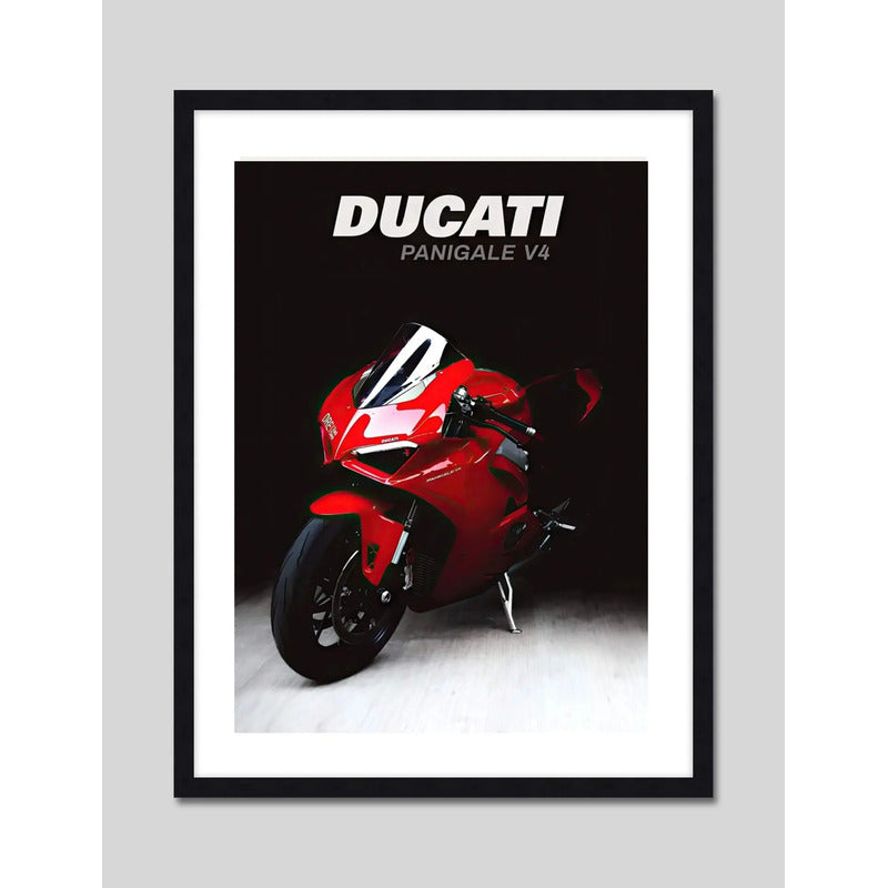 Cuadro Moto Ducati Panigale V4 Motocicleta Arte Modelo Marco Negro