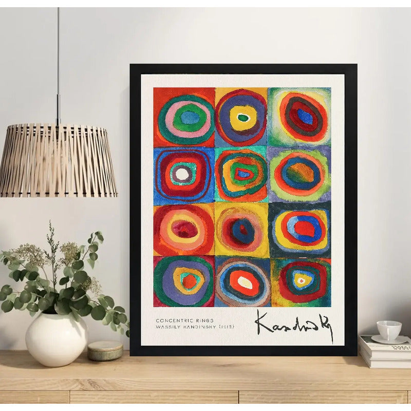 Cuadro Living Kandinsky Anillos Concéntrico Abstracto Arte Marco Negro