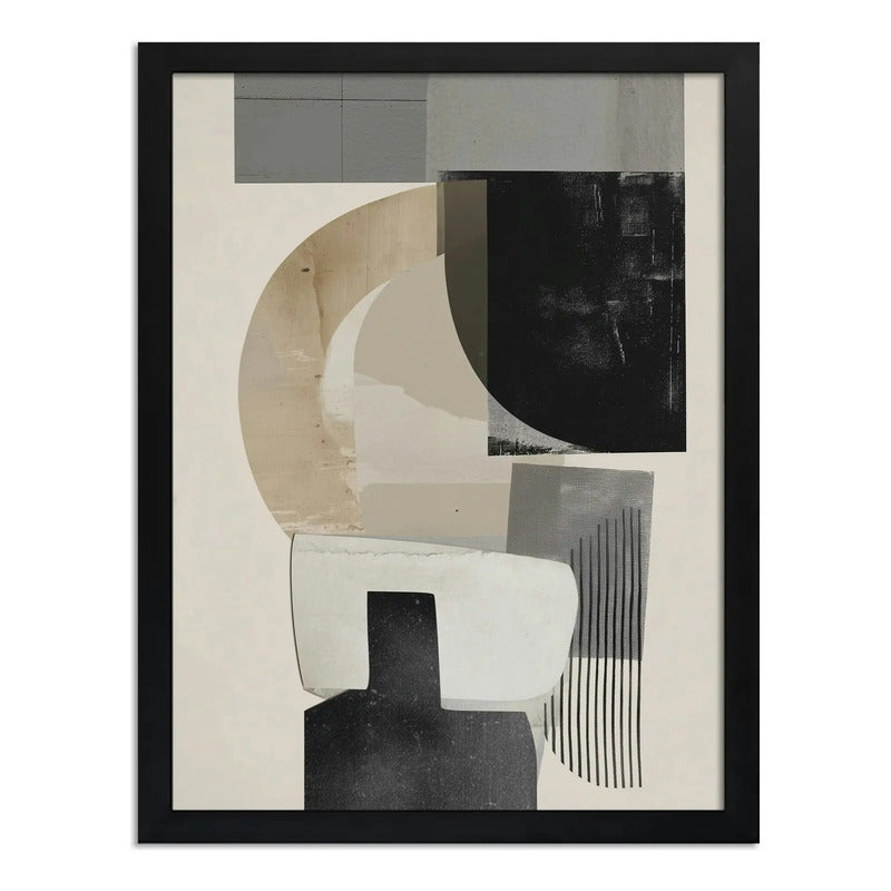 Cuadro Dormitorio Living Boho Arte Abstracto Equilibrio Marco Negro