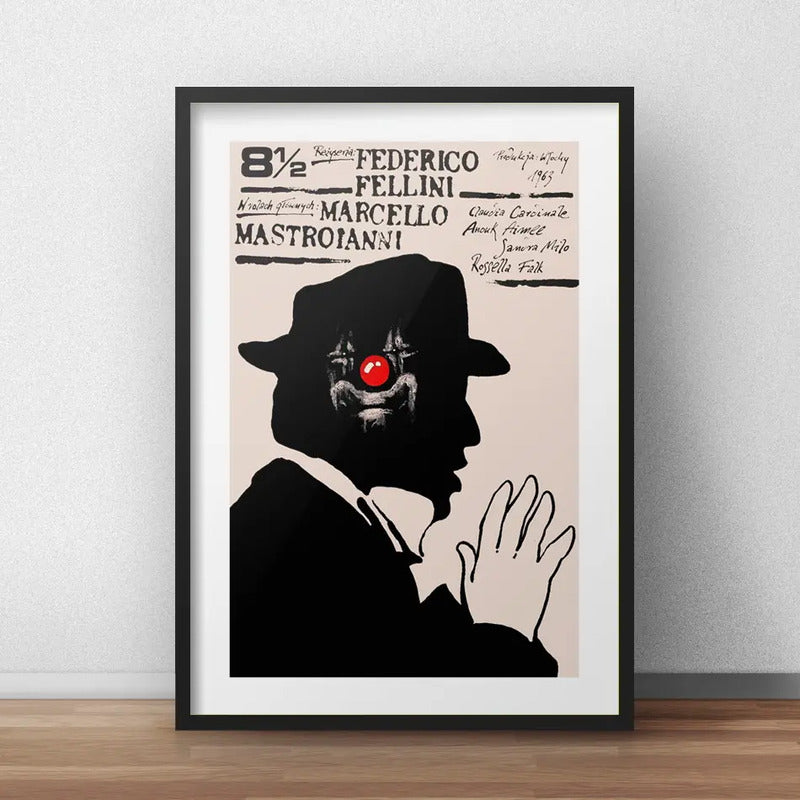 Cuadro Fellini Pelicula Ocho Y Medio 812 Cine Arte Paspartú Marco Negro