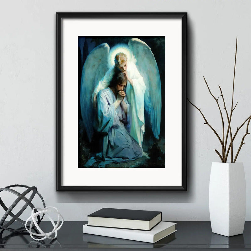Cuadro Jesús Cristo Senor Dios Arte Decoracion Con Paspartú La Agonía En El Jardín De Frans Schwartz 1898 Con Marco Negro