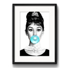 Cuadro Audrey Hepburn Chicle Blanco Y Negro Con Paspartu