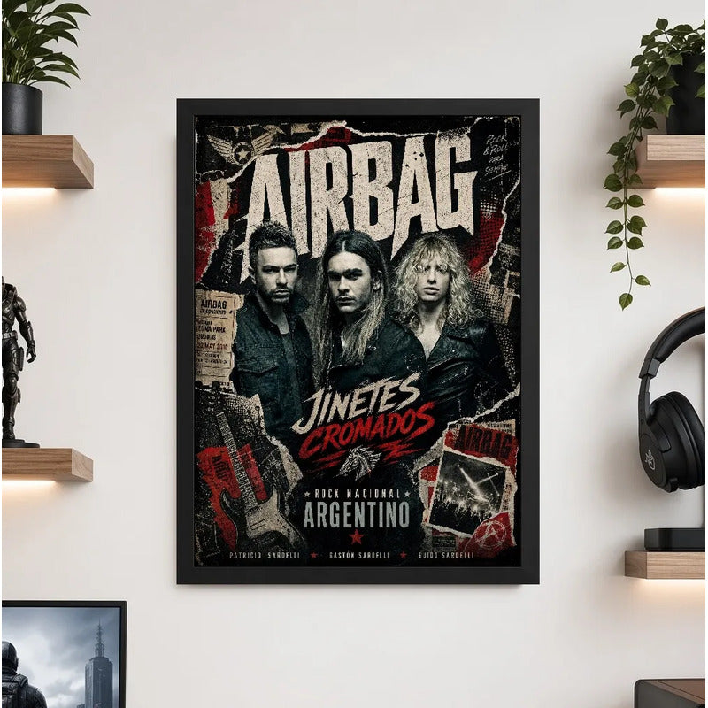 Cuadro Airbag Banda Rock Argentino Musica Decoracion Marco Negro