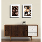 Set 2 Cuadros Café Tipos Grano Recetas Bebidas Coffee Cocina Marco Blanco
