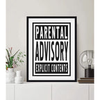 Cuadro Parental Advisory Explicit Content Frase Decoracion Marco Negro