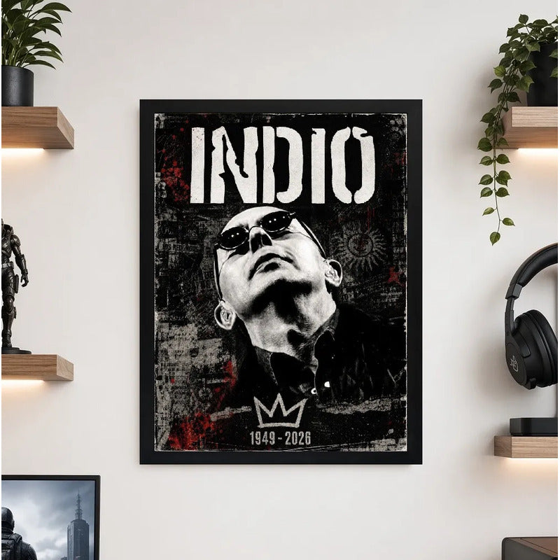 Cuadro Indio Solari Eterno Los Redondos Homenaje Rock Brs2 Marco Negro