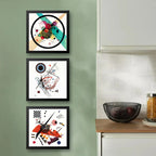 Set 3 Cuadros Kandinsky Arte Abstracto Bauhaus Geometrico Marco Negro