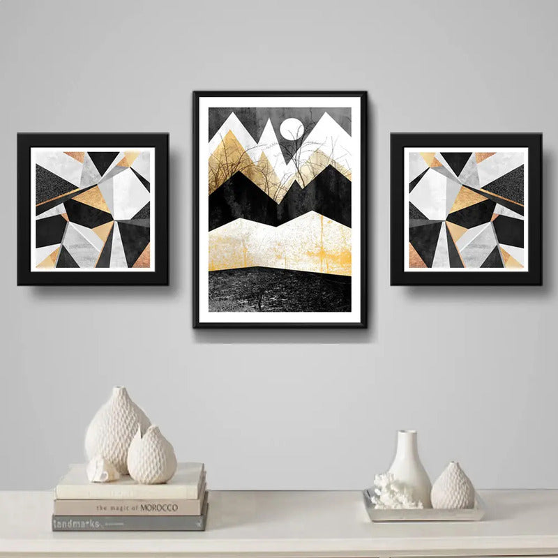 Set 3 Cuadros Geometrico Escandinavo Abstracto Decoracion B4