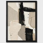 Cuadro Dormitorio Living Boho Abstracto Texturas Retazos Br1 Marco Negro