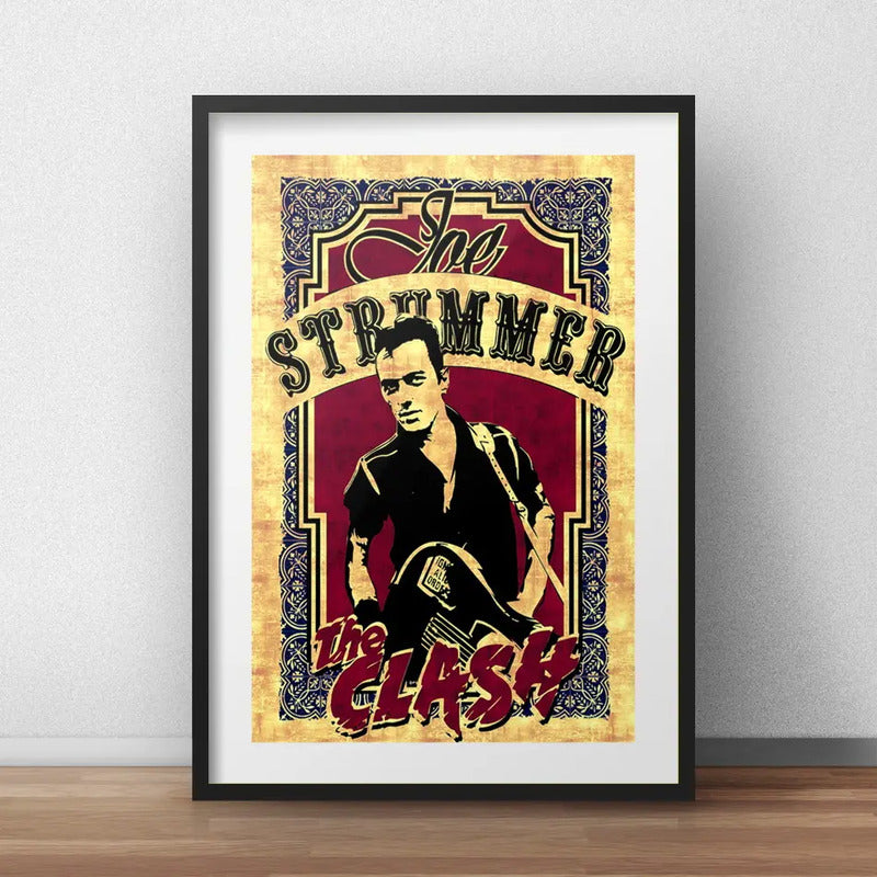 Cuadro Joe Strummer The Clash Punk Rock Brs2 Con Paspartú Marco Negro