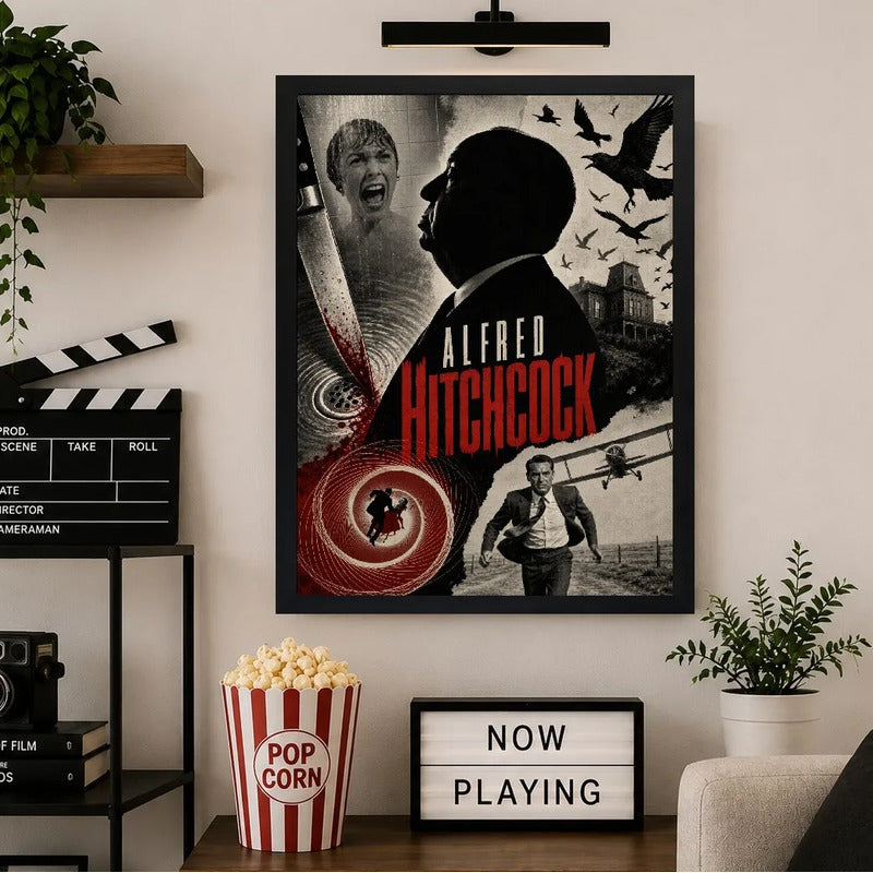 Cuadro Alfred Hitchcock Director Peliculas Icónicas B Terror Marco Negro