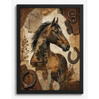 Cuadro Caballo Arboles Botanico Arte Animal Decoracion Marco Negro