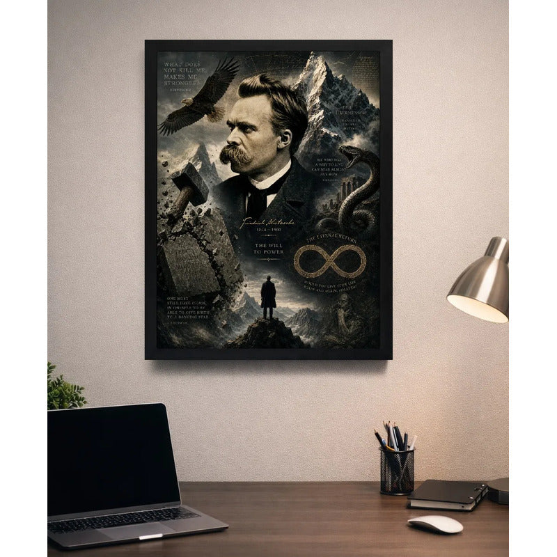 Cuadro Friedrich Nietzsche Arte Retro Obras Escritor Aleman Marco Negro