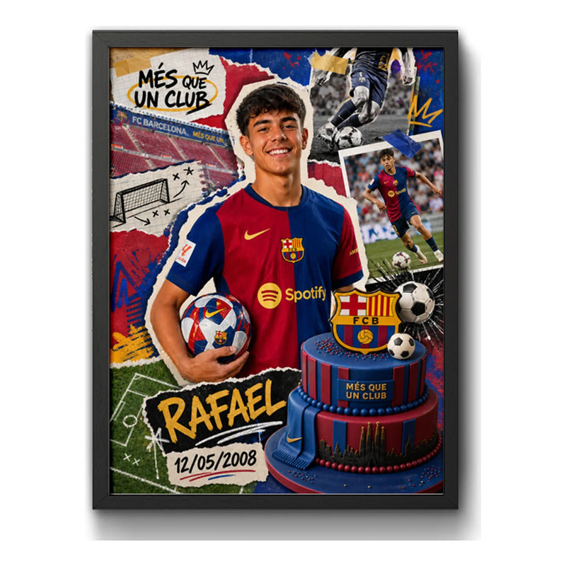 Cuadro Personalizado Cumpleanos Futbol Detalles Arte Regalo Modelo 2 Negro