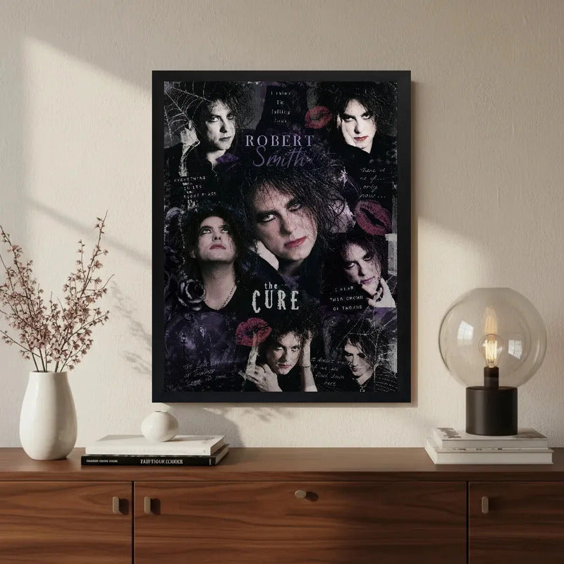 Cuadro Robert Smith The Cure Rock Post Punk Arte Vintage Marco Negro