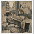 Cuadro Para Decoracion Bano Paris Retro Banera 33x33cm Marco Blanco