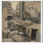 Cuadro Para Decoracion Bano Paris Retro Banera 33x33cm Marco Blanco