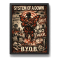 Cuadro System Of A Down Metal Rock Arte Retro Letra B.y.o.b. Marco Negro